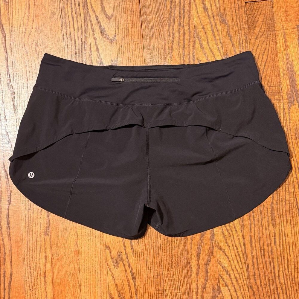 Lululemon Speed Up Short Black Size 14 Lined Running Shorts Zip Pocket